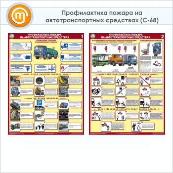 Плакаты «Профилактика пожара на автотранспортных средствах» (С-68, 2 листа, А2)